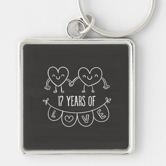 17e Jubileum Gift Chalk Hearts Sleutelhanger (Voorkant)