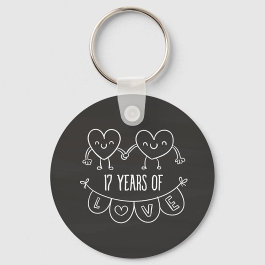 17e Jubileum Gift Chalk Hearts Sleutelhanger (Voorkant)
