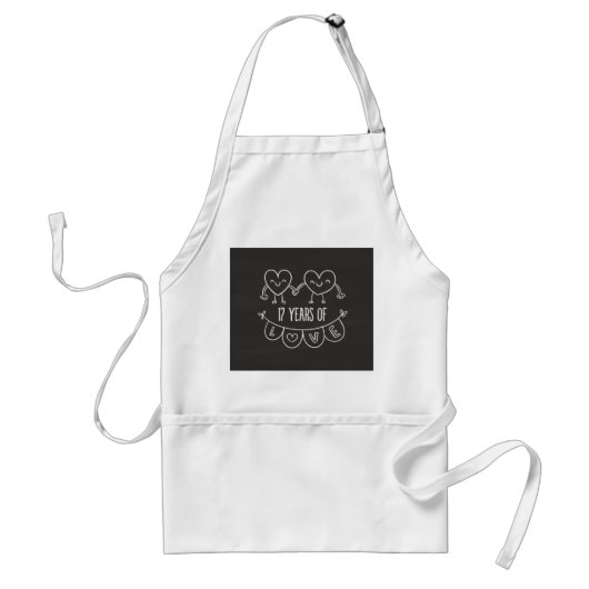 17e Jubileum Gift Chalk Hearts Standaard Schort (Voorkant)