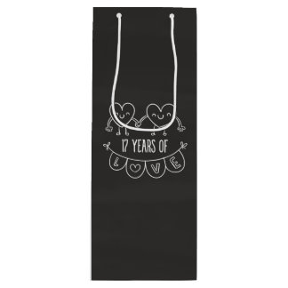 17e Jubileum Gift Chalk Hearts Wijn Cadeautas