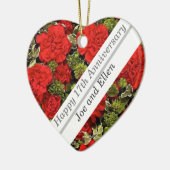 17e Jubileum, Rode anjers Keramisch Ornament (Links)