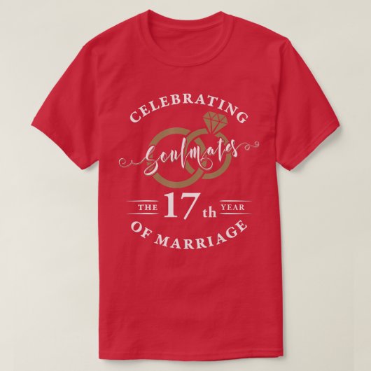 17e Jubileum van het huwelijk 17 jaar T-shirt (Design voorkant)