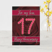 17e jubileumkaart met rozen en bladeren kaart (Gele Bloem)