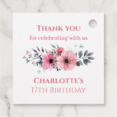 17e meisje van de geboorte Foto Collage Pink White Bedankjes Labels (Achterkant)