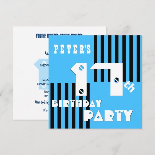 17e of elke verjaardag moderne strepen t17z kaart (Voorkant / Achterkant)