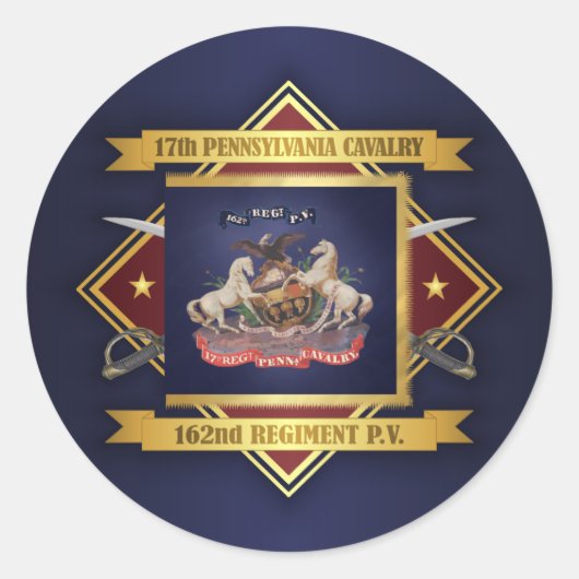 17e Pennsylvania Cavalry Ronde Sticker (Voorkant)