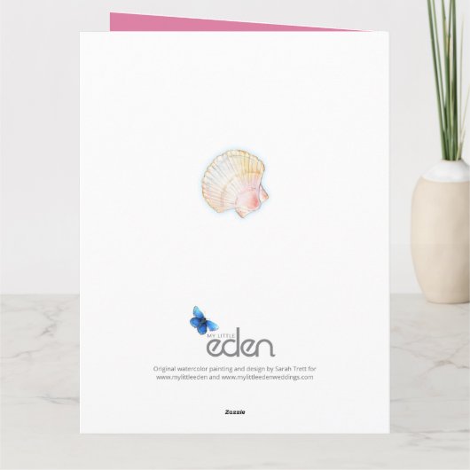 17e shell - verjaardagsdag waterverf Dochter Kaart (Achterkant)