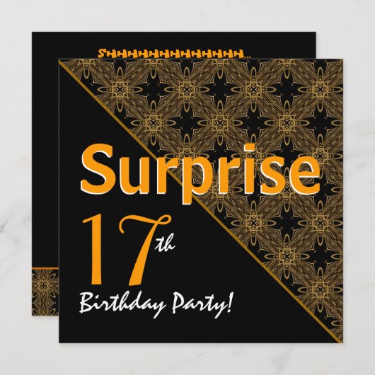 17e surrogaatdag zwart en gouden diagonaal kaart (Voorkant / Achterkant)