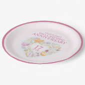 17e trouwdag beschildert waterverf hart papieren bordje (Gekanteld)