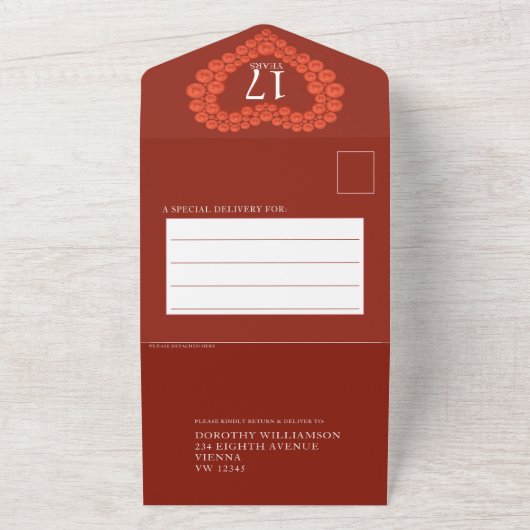 17e trouwdag evenement carnelian foto all in one uitnodiging (Buitenkant)