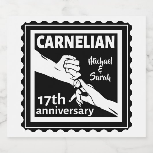 17e trouwdag zwart-wit bier etiket (Enkel label)