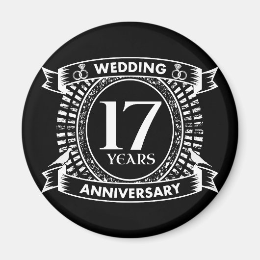 17e trouwdag zwart-wit magneet (Voorkant)