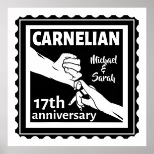 17e trouwdag zwart-wit poster