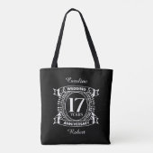 17e trouwdag zwart-wit tote bag (Achterkant)