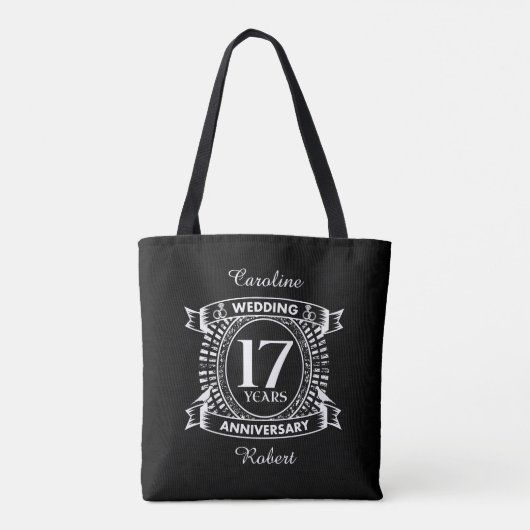 17e trouwdag zwart-wit tote bag (Achterkant)