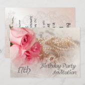 17e uitnodiging van de partij van Birthday (Voorkant / Achterkant)