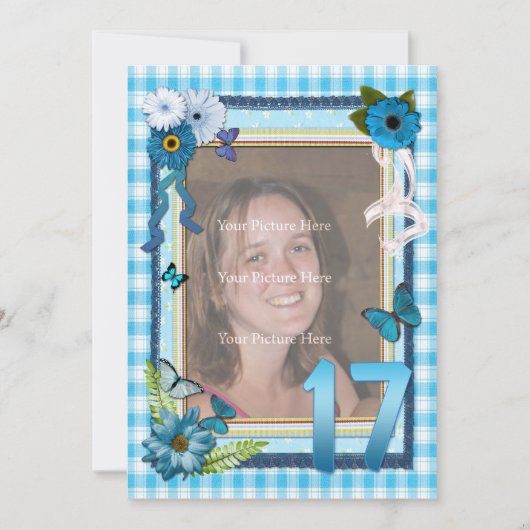 17e uitnodiging voor fotoverjaardagsfeestje (Voorkant)