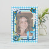 17e uitnodiging voor fotoverjaardagsfeestje (Staand voorkant)