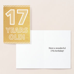 17e verjaardag: "17 JAAR OUD!" goudfolie-Kaart Folie Kaarten
