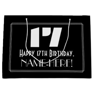 17e Verjaardag ~ Art Deco Geïnspireerd Look "17" + Groot Cadeauzakje