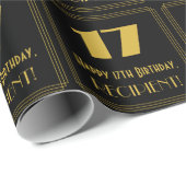 17e verjaardag - Art Deco Geïnspireerde look "17"  Cadeaupapier (Rol Hoek)
