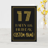 17e verjaardag: Art Deco Geïnspireerde look "17" e Kaart (Gele Bloem)