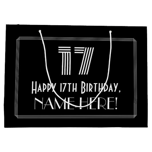 17e verjaardag — Art Deco geïnspireerde look "17"  Groot Cadeauzakje (Achterkant)