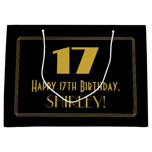 17e verjaardag — Art Deco geïnspireerde look "17"  Groot Cadeauzakje (Voorkant)