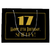 17e verjaardag — Art Deco geïnspireerde look "17"  Groot Cadeauzakje (Achterkant)