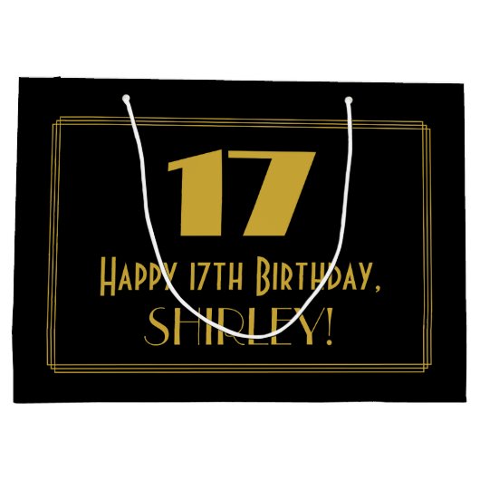 17e verjaardag — Art Deco geïnspireerde look "17"  Groot Cadeauzakje (Achterkant)