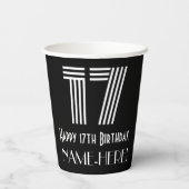 17e verjaardag — Art Deco Geïnspireerde look "17"  Papieren Bekers (Achterkant)