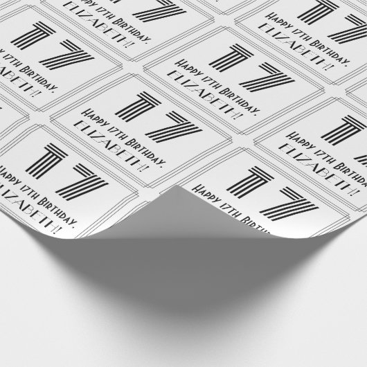 17e verjaardag: Art Deco geïnspireerde stijl "17"  Cadeaupapier (Hoek)