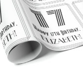 17e verjaardag: Art Deco geïnspireerde stijl "17"  Cadeaupapier (Rol Hoek)