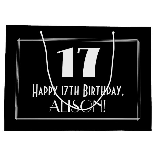 17e verjaardag: Art Deco geïnspireerde stijl "17", Groot Cadeauzakje (Achterkant)