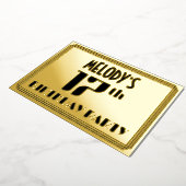 17e verjaardag: Art Deco Kijk "17" en naam Folie Uitnodiging (Gedraaid)