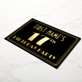 17e verjaardag: Art Deco Kijk "17", met naam Folie Uitnodiging (Gedraaid)