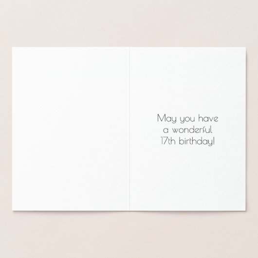 17e Verjaardag ~ Art Deco Stijl "17" & Aangepaste  Folie Kaarten (Binnen)