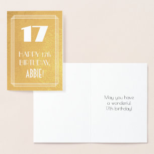 17e Verjaardag ~ Art Deco Stijl "17" & Aangepaste Folie Kaarten