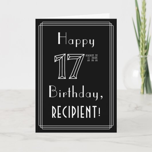 17e verjaardag: Art Deco Style # 17 en aangepaste  Kaart (Voorkant)
