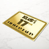 17e verjaardag — Art Deco Style "17" en naam Folie Uitnodiging (Gedraaid)