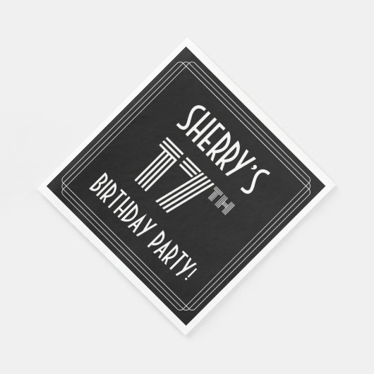 17e verjaardag: Art Deco Style + aangepaste naam Servet (Hoek)