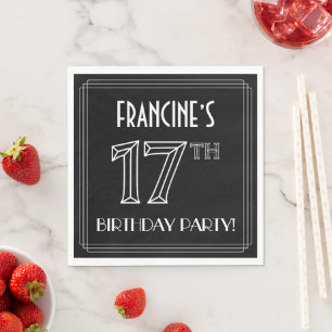 17e verjaardag: Art Deco Style + aangepaste naam Servet