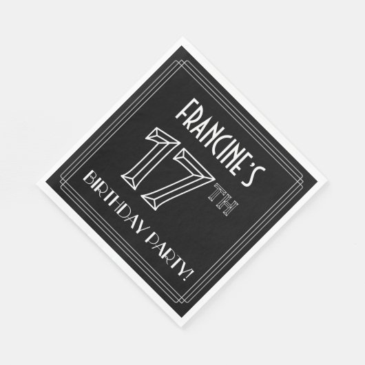 17e verjaardag: Art Deco Style + aangepaste naam Servet (Hoek)