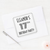 17e verjaardag: Art Deco Style + aangepaste naam Vierkante Sticker (Envelop)