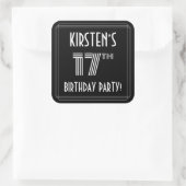 17e verjaardag: Art Deco Style en Custom Name Vierkante Sticker (Tas)