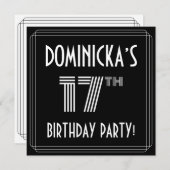 17e verjaardag: Art Deco Style met aangepaste naam Kaart (Voorkant / Achterkant)