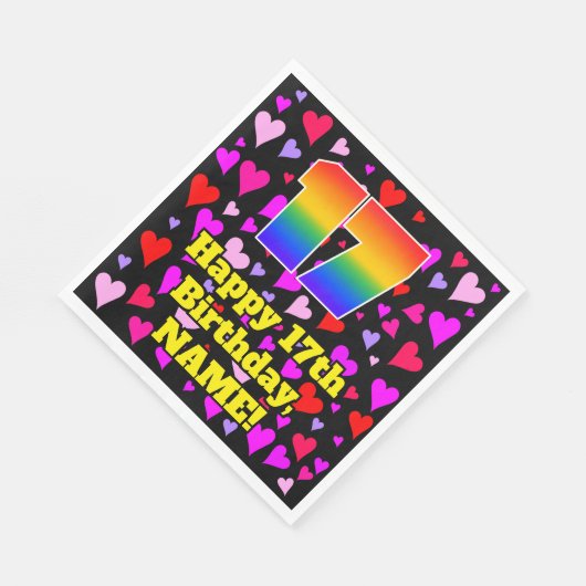 17e verjaardag: Beeldende harten patroon, regenboo Servet (Hoek)