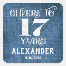 17e verjaardag Blauwe linen Hartelijk dank aan de 