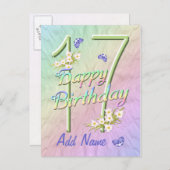 17e Verjaardag Butterfly Dance Briefkaart (Voorkant / Achterkant)