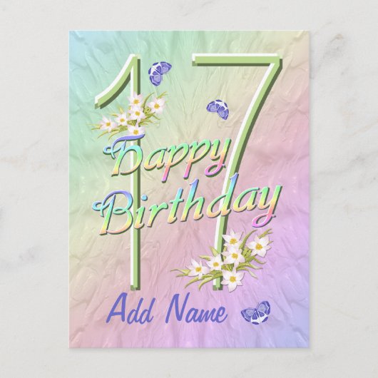 17e Verjaardag Butterfly Dance Briefkaart (Voorkant)